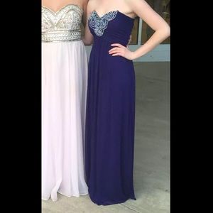 Purple strapless formal dress